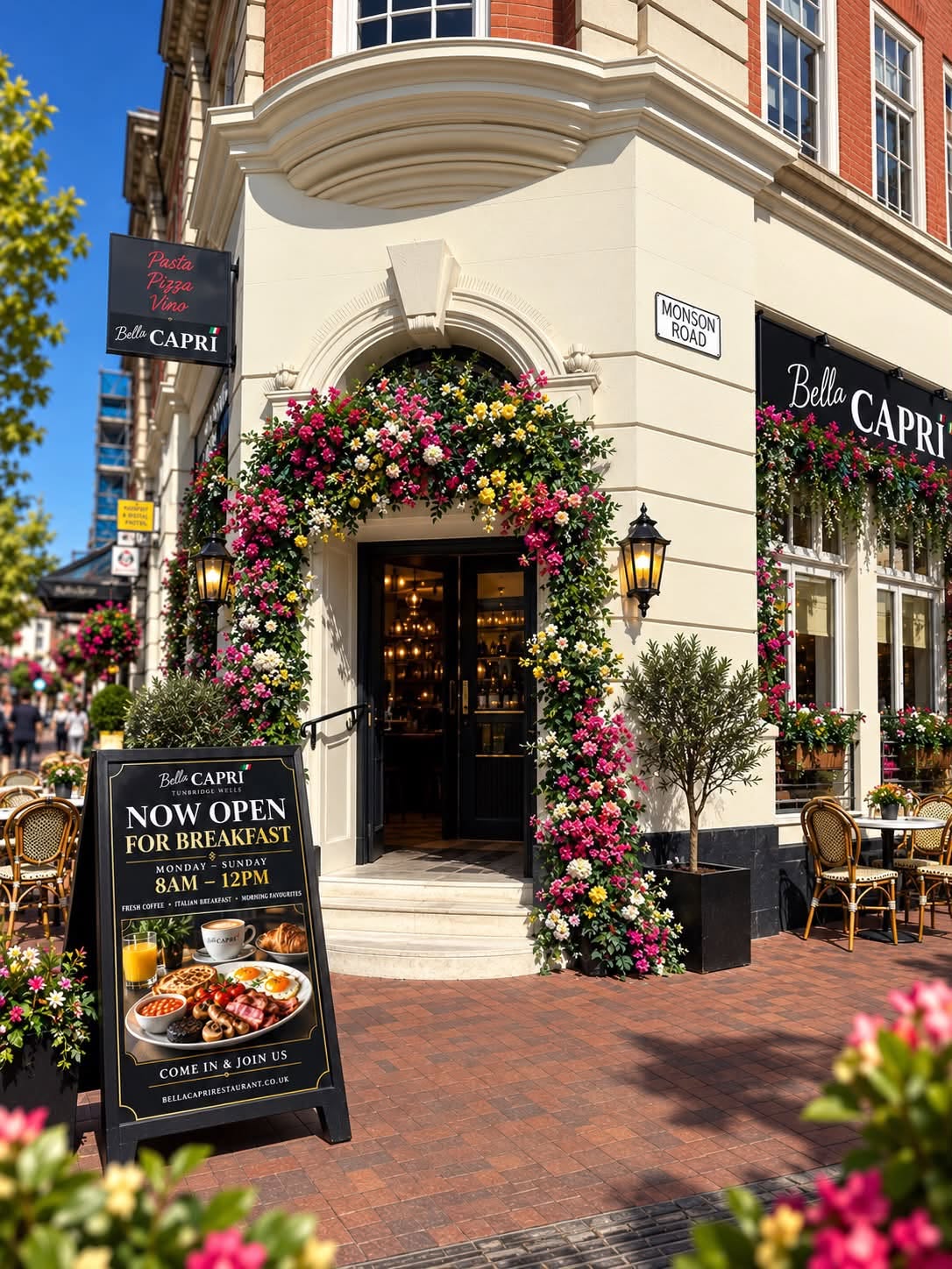 Bella Capri corner entrance on Mount Pleasant Road, Royal Tunbridge Wells