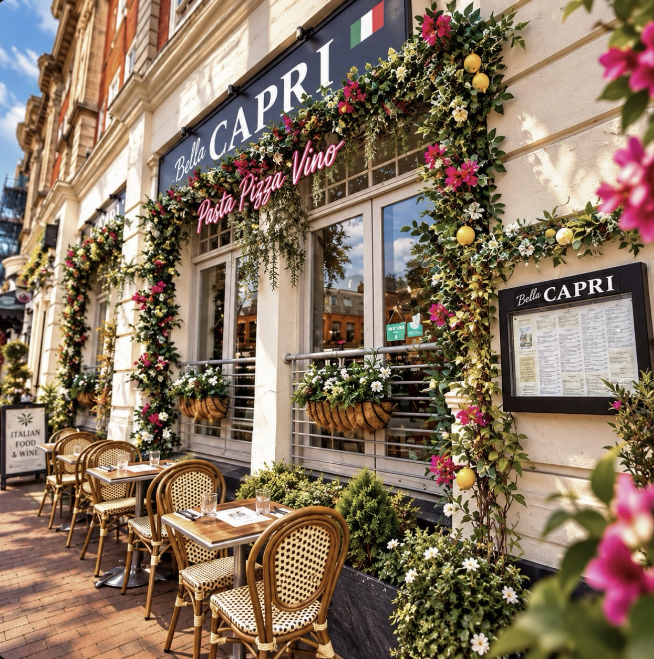 Bella Capri terrace with flower-covered frontage, Royal Tunbridge Wells